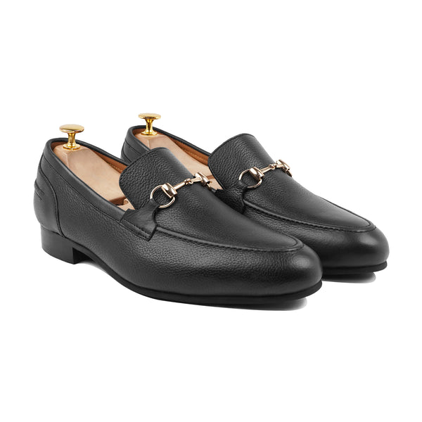 Zenda - Men's Black Pebble Grain Leather Loafer