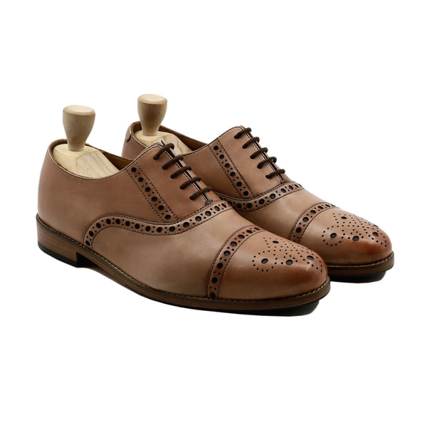 Algave - Men's Beige Calf Leather Oxford Shoe
