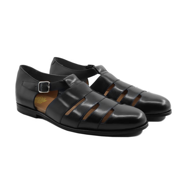 Palladis - Men's Black Box Leather High Shine Sandal