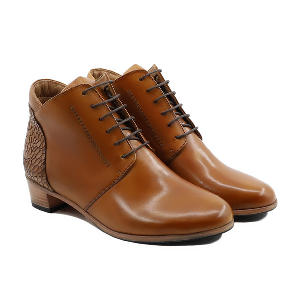 Obsidian - Ladies Light Brown Calf Leather Ankle Boot