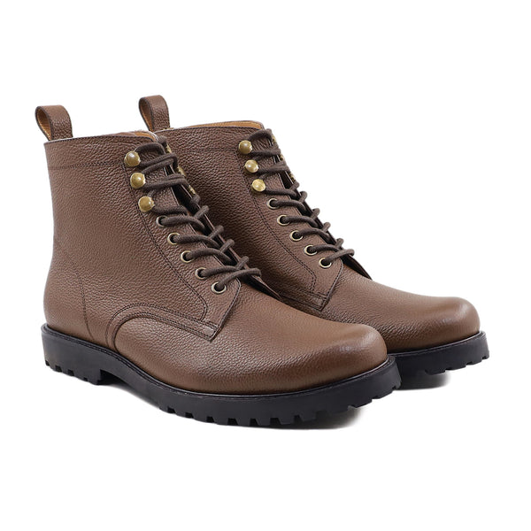 Tyron - Men's Brown Pebble Grain Leather Boot