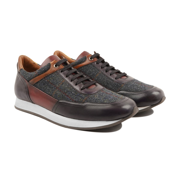 Rento - Men's Multicolor Calf Leather and Harris Tweed Jogger