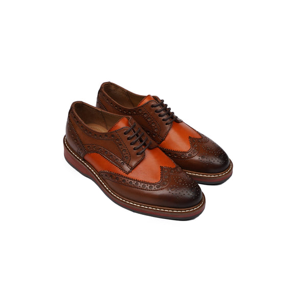 Guimaraes - Kid's Tan And Brown Calf Leather Derby Shoe (5-12 Years Old)