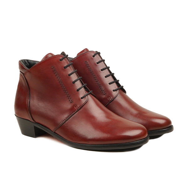 Almeria - Ladies Oxblood Calf Leather Ankle Boot