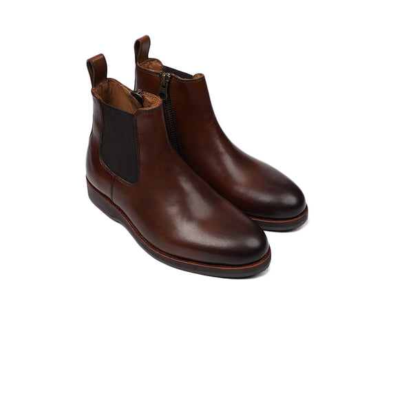Faro - Kid's Burnished Brown Calf Leather Chelsea Boot (5-12 Years Old)