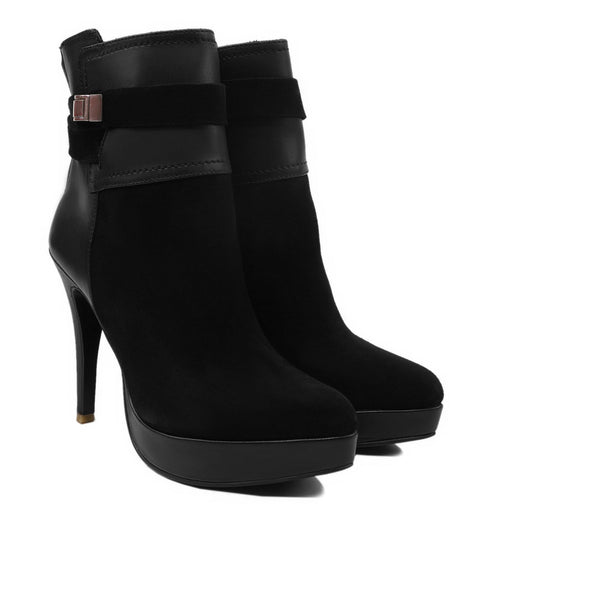 Selnica - Ladies Black Calf And Kid Suede Ankle Boot