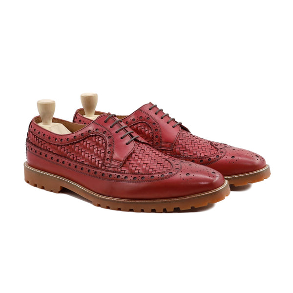 Waneta - Men's Oxblood Calf and Hand Woven Calf Leather Derby Shoe