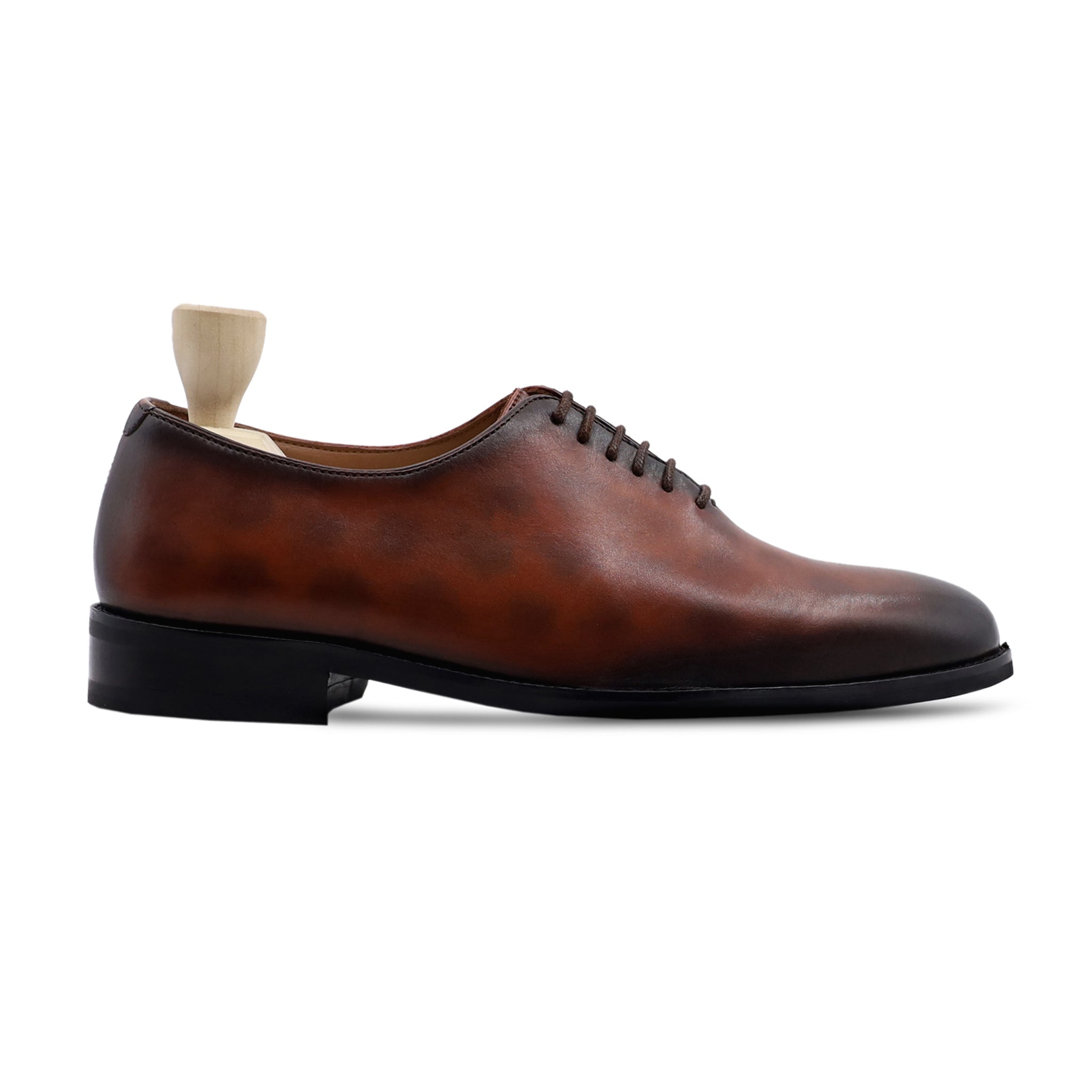 Ticus - Men's Burnish Brown Patina Calf Leather Wholecut Shoe