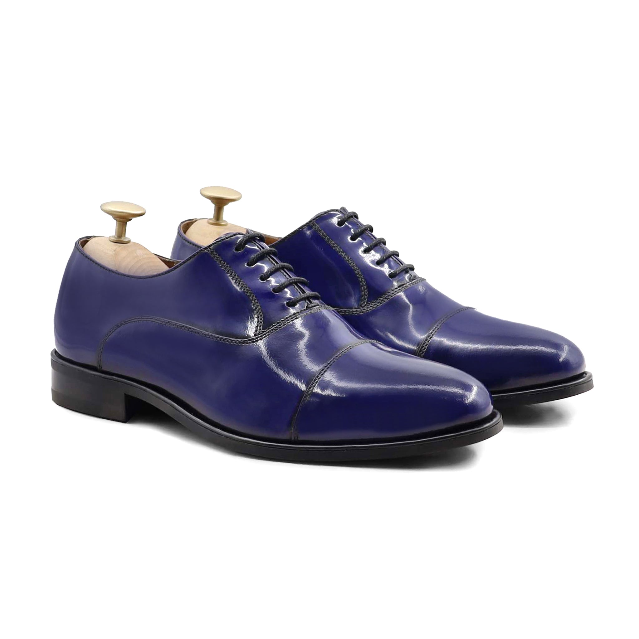 Badden - Men's Burnished Blue Box Leather High Shine Oxford Shoe