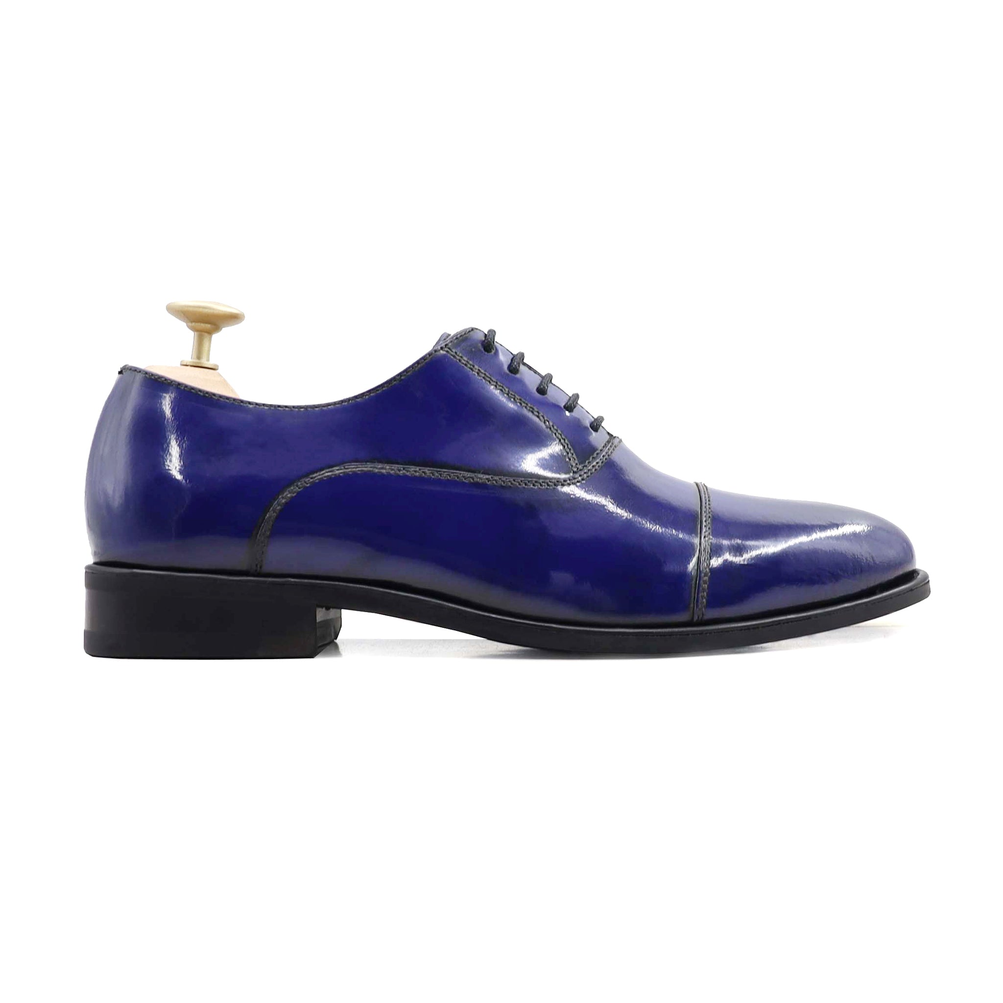 Badden - Men's Burnished Blue Box Leather High Shine Oxford Shoe