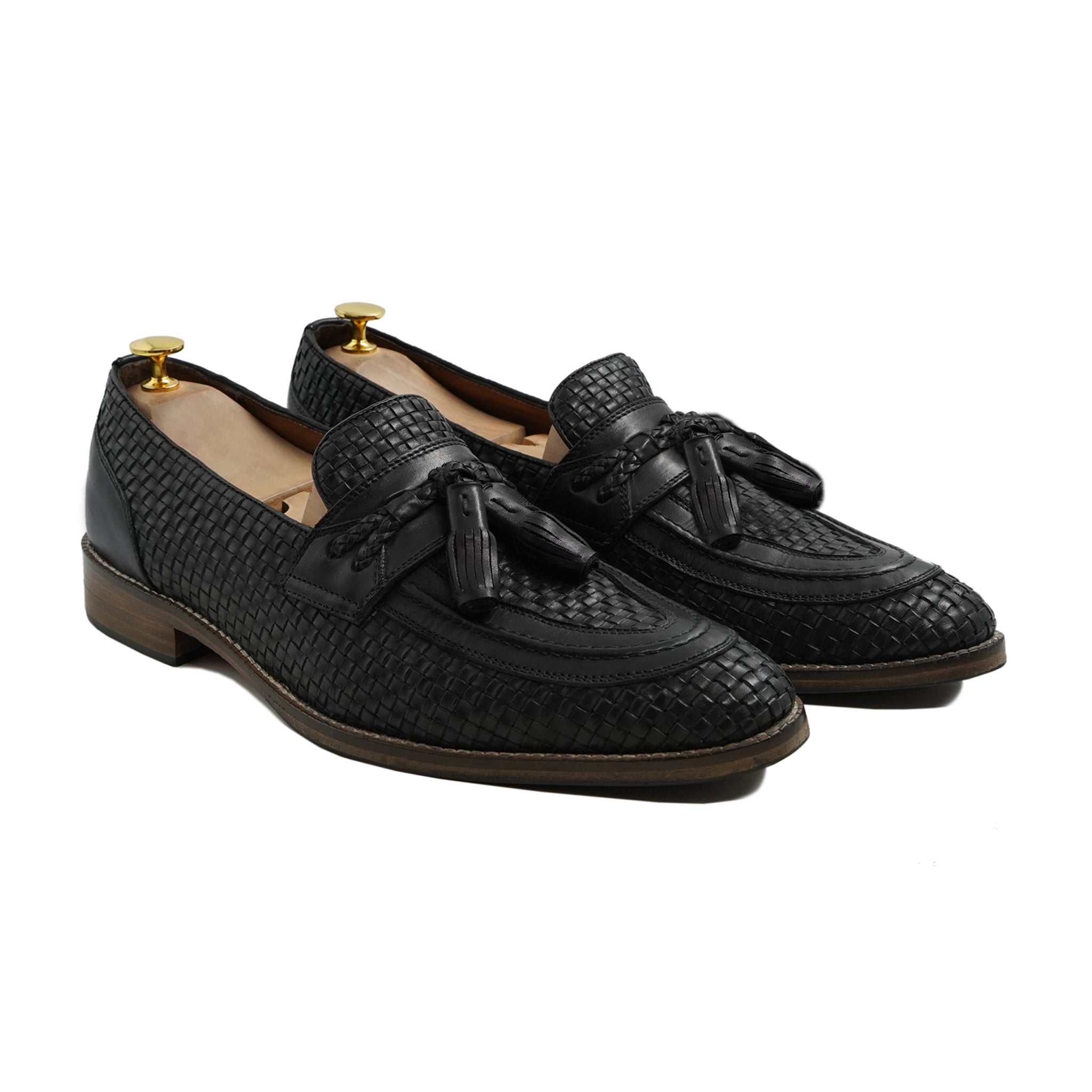 Barlata - Men's Black Hand Woven Calf Leather Loafer