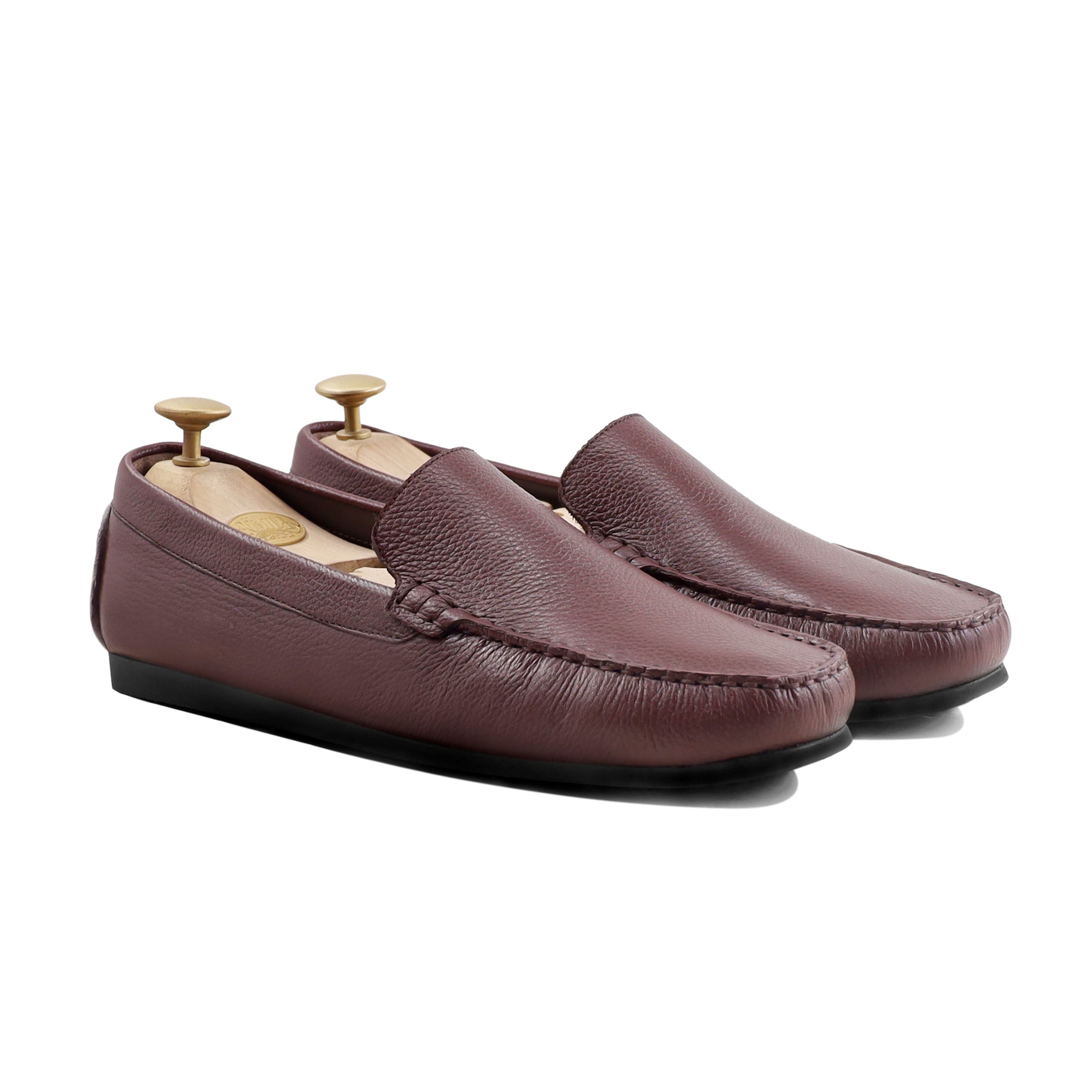 Peridot - Men's Oxblood Pebble Grain Leather Driver Shoe