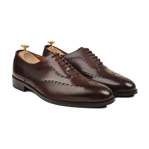 Bristol - Men's Dark Brown Calf Leather Wholecut Shoe