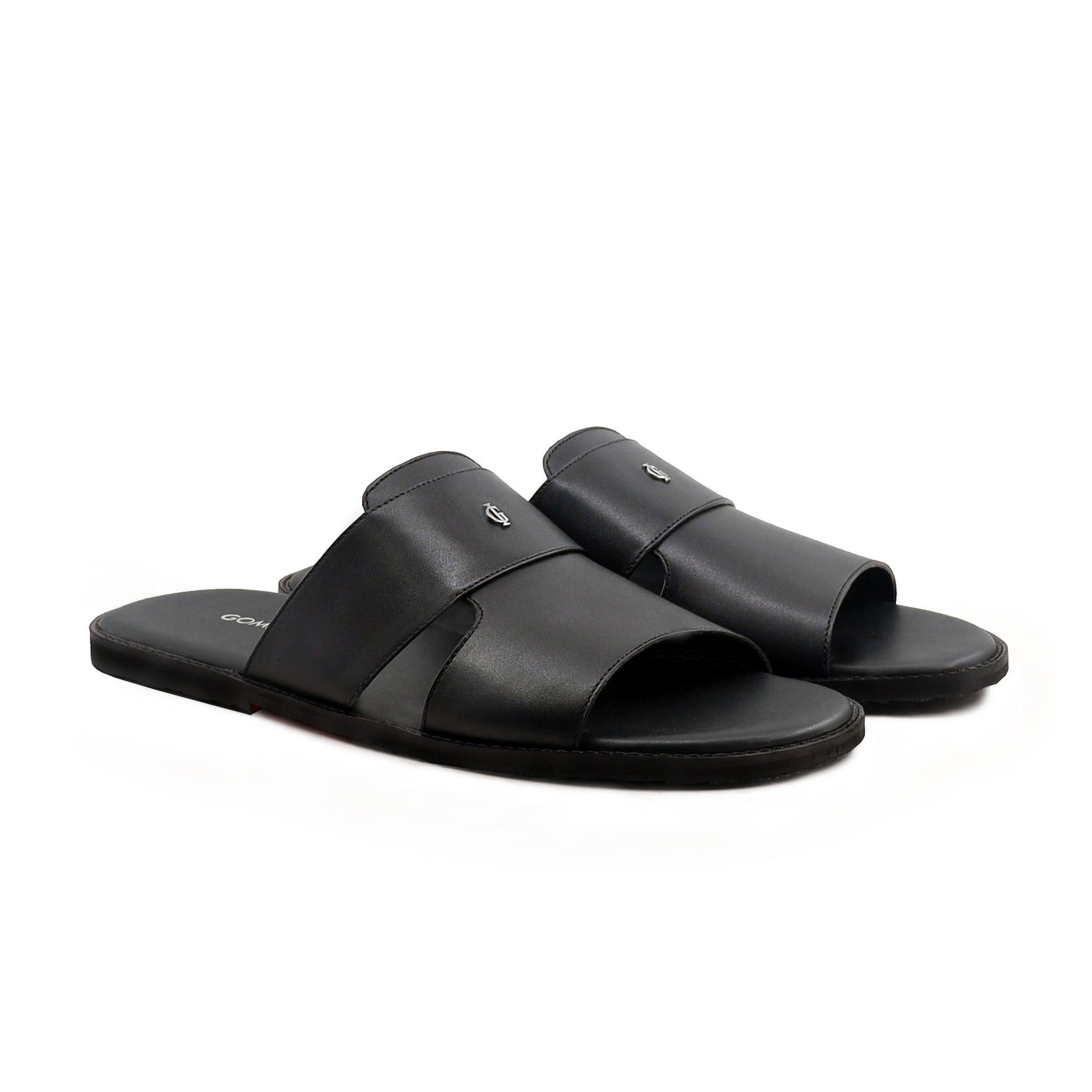 Wesley - Men's Black Calf Leather Slipper