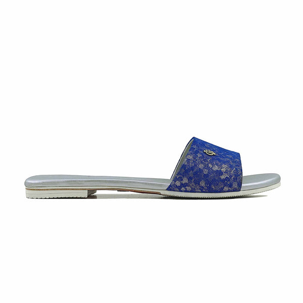 Abbie - Women's Silver and Blue Slipper