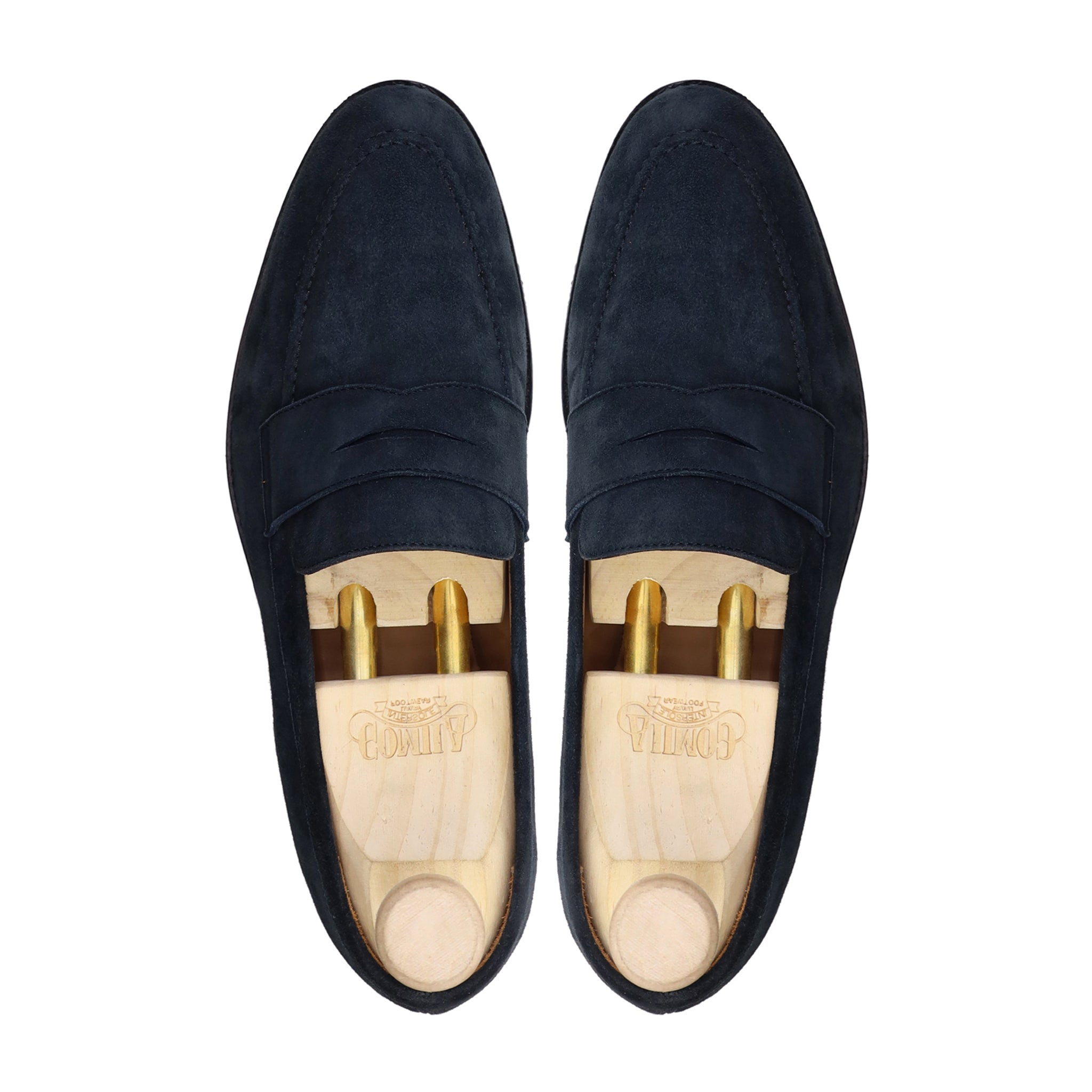 Awas - Navy Blue Kid Suede Loafer