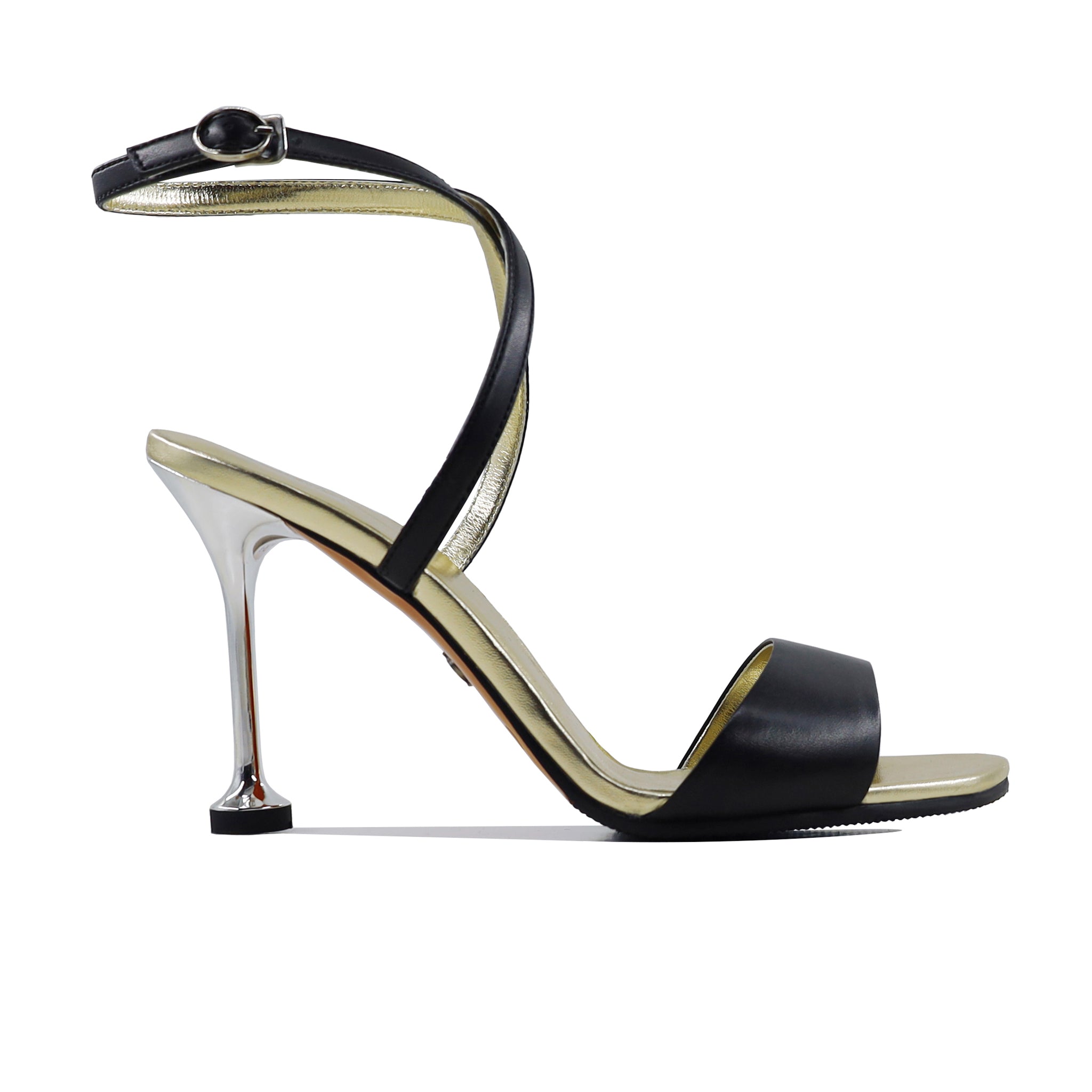 Anna - Women's Golden and Black Strapped Heels