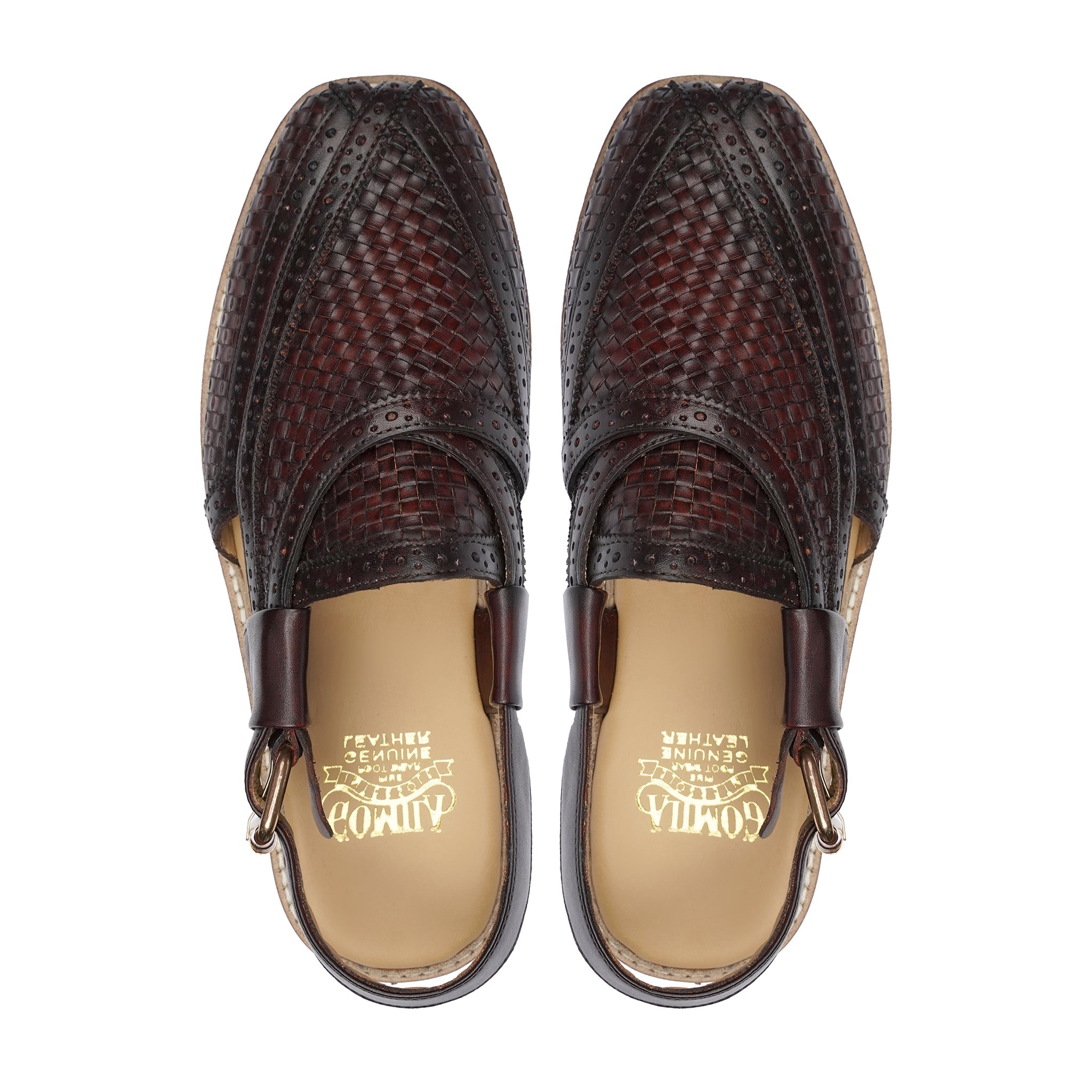 BURGUNDY WOVEN PESHAWARI CHAPPAL - Gomila Intersole