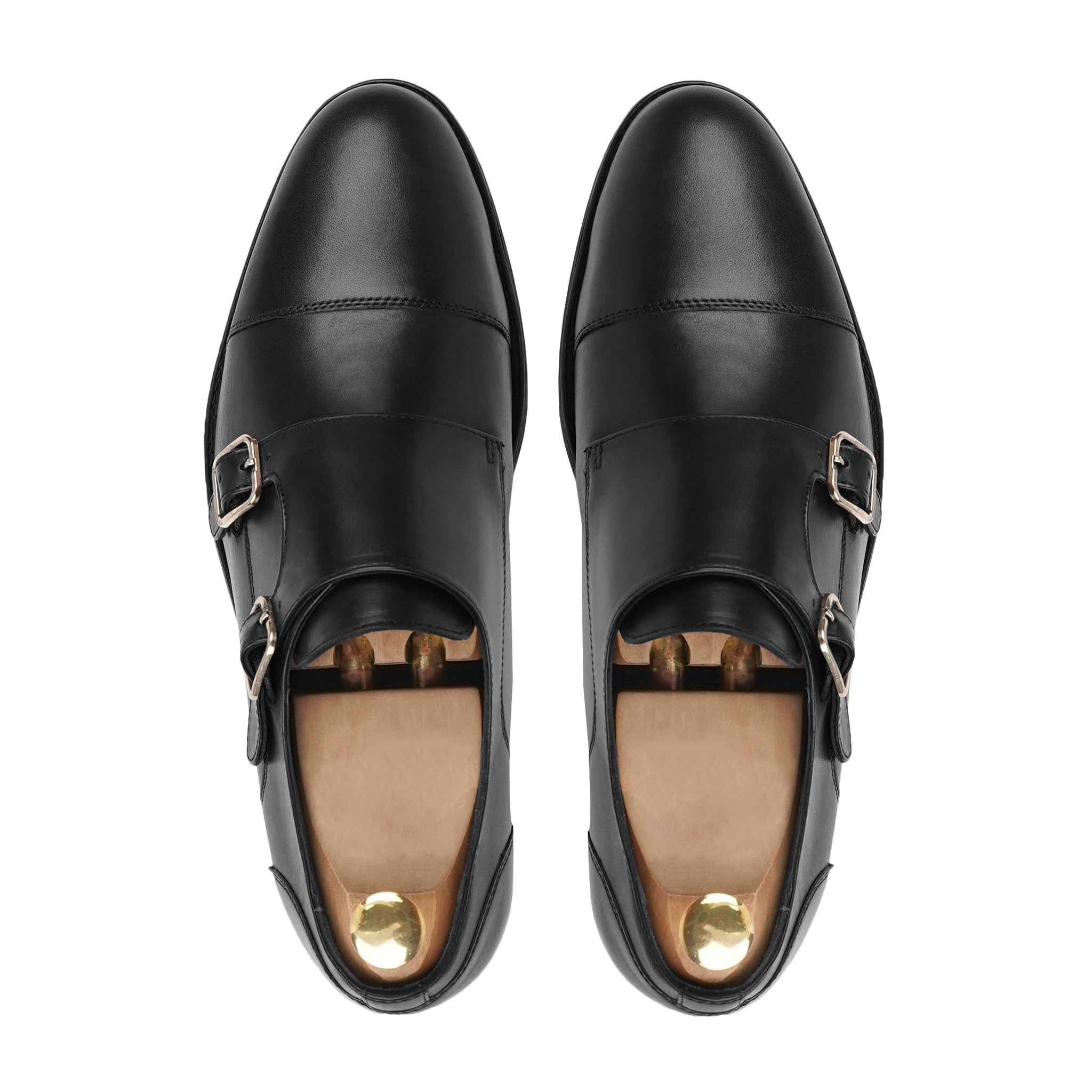 Allin - Men's Black Calf Leather Double Monkstrap