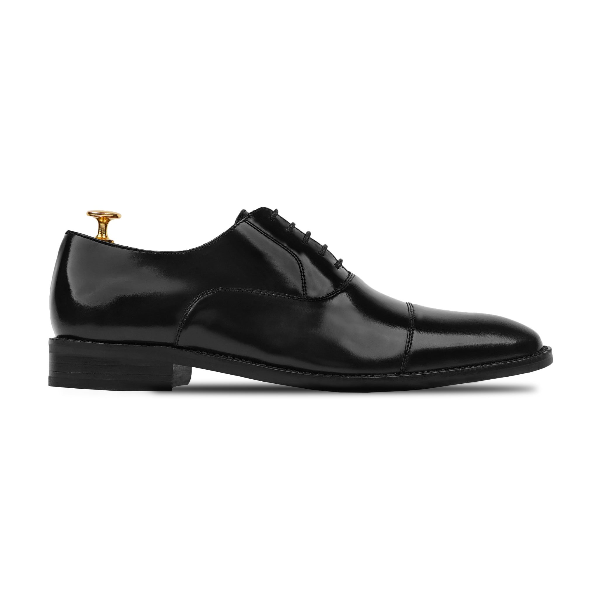 Ascot - Men's Black Box Leather High Shine Oxford Shoe