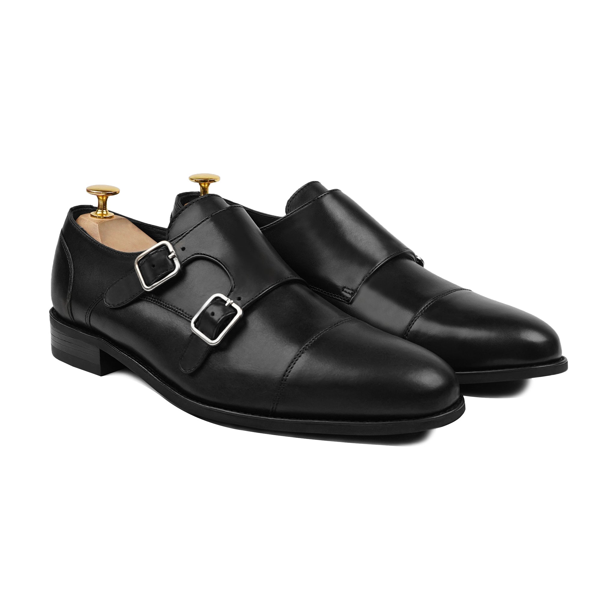 Allin - Men's Black Calf Leather Double Monkstrap