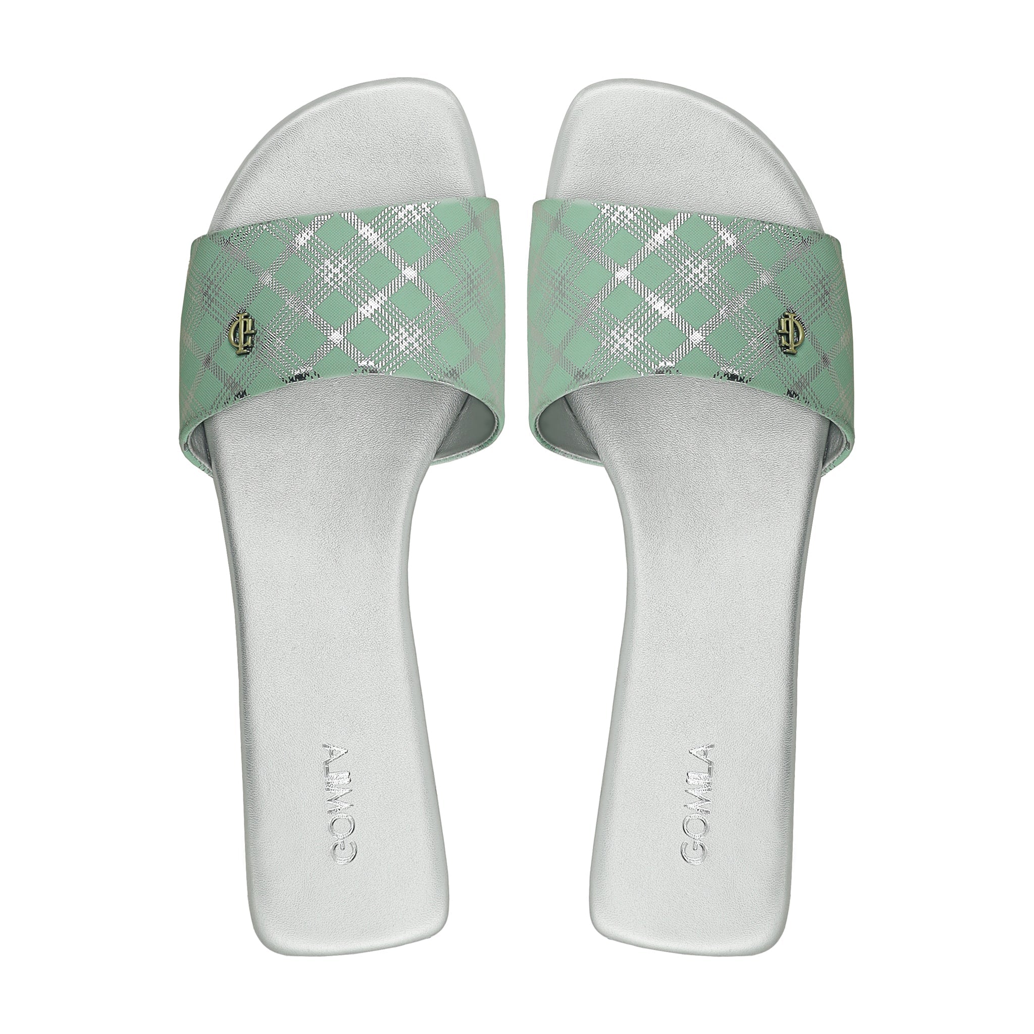 Abbie - Women's Green and Silver Slipper