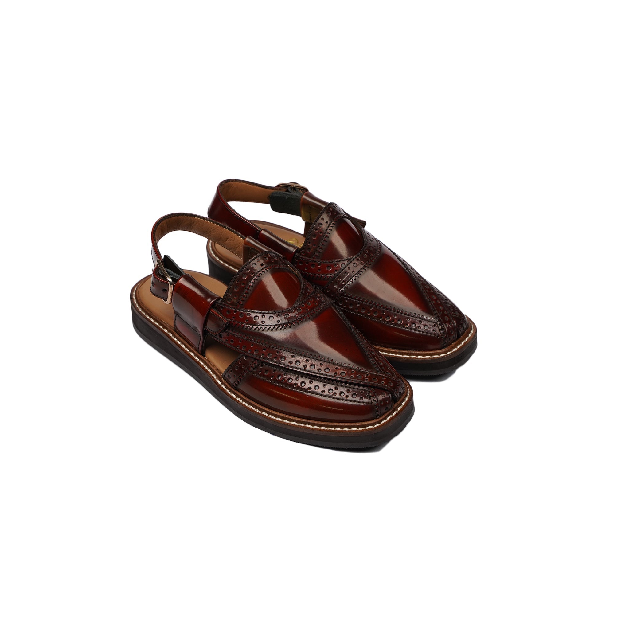 Alfons - Kid's Oxblood Box Leather High Shine Sandal (5-12 Years Old)