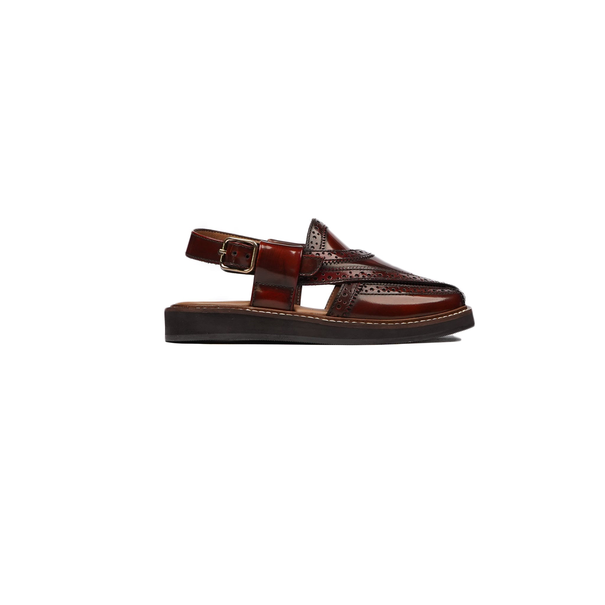 Alfons - Kid's Oxblood Box Leather High Shine Sandal (5-12 Years Old)