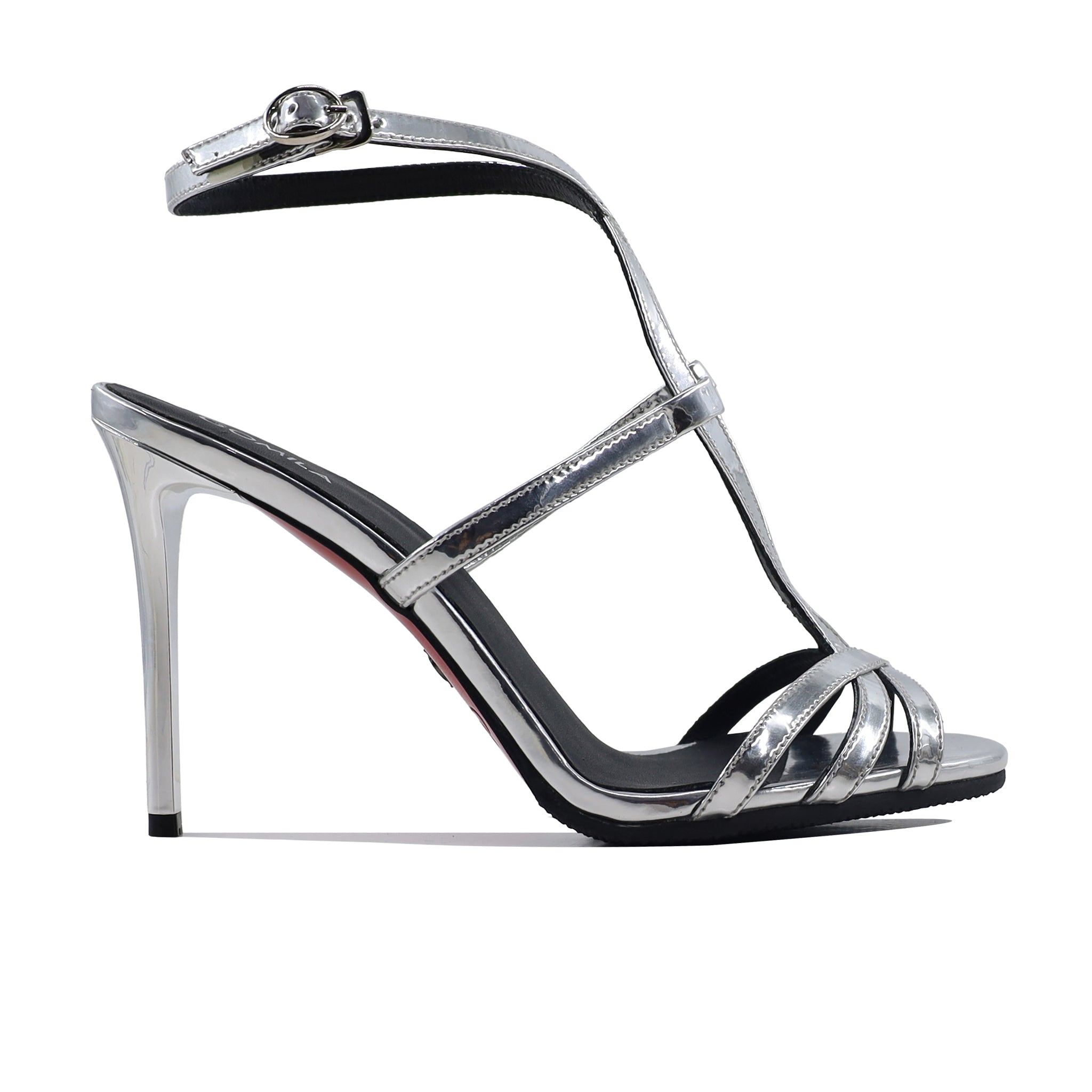 Luana - Women's Silver High Shine Strapped Heels