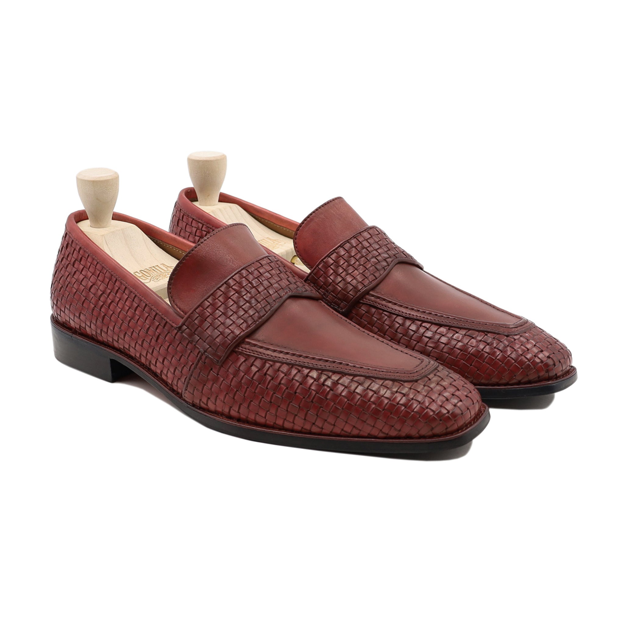 Alessandro - Men's Oxblood Calf and Hand Woven Calf Leather Loafer