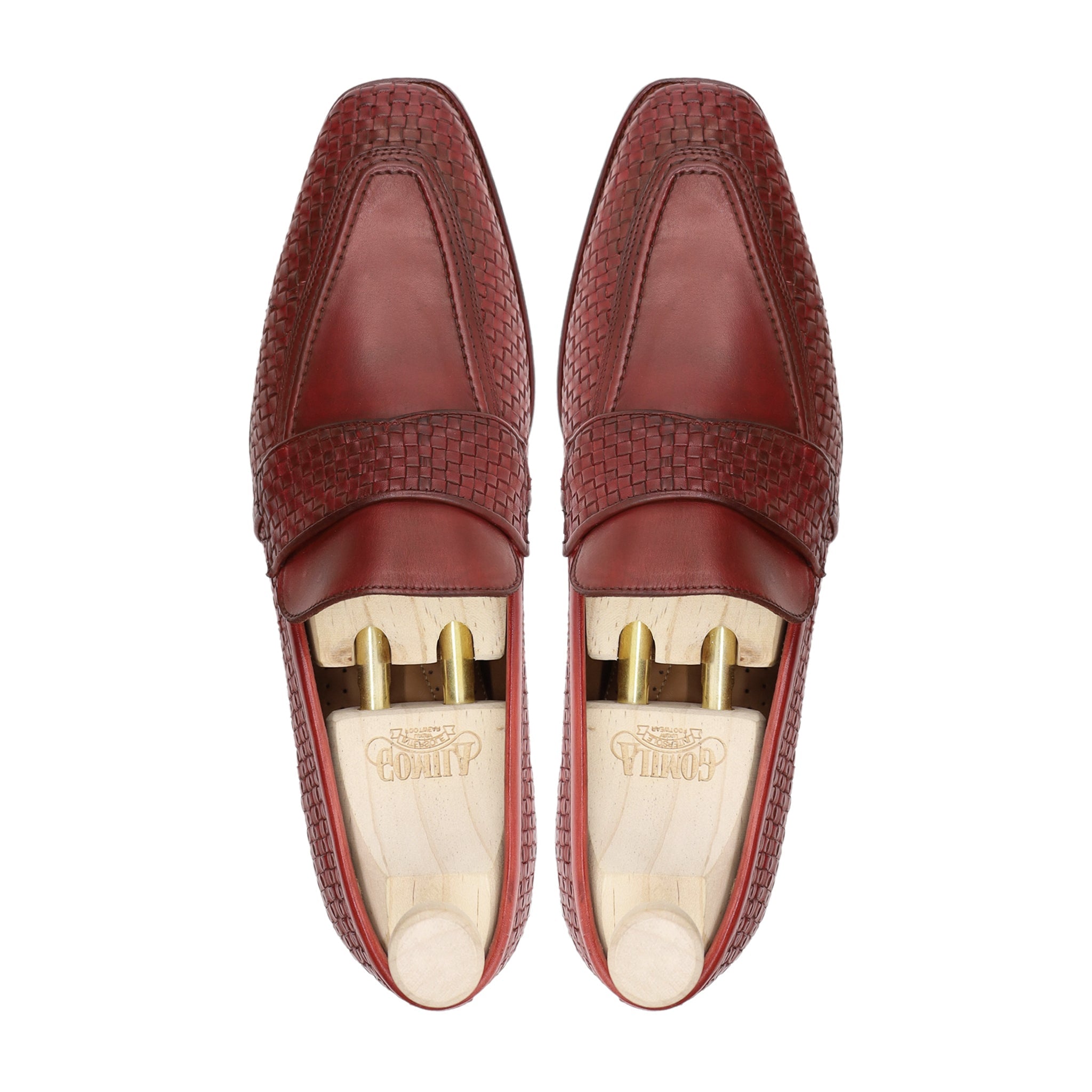 Alessandro - Men's Oxblood Calf and Hand Woven Calf Leather Loafer