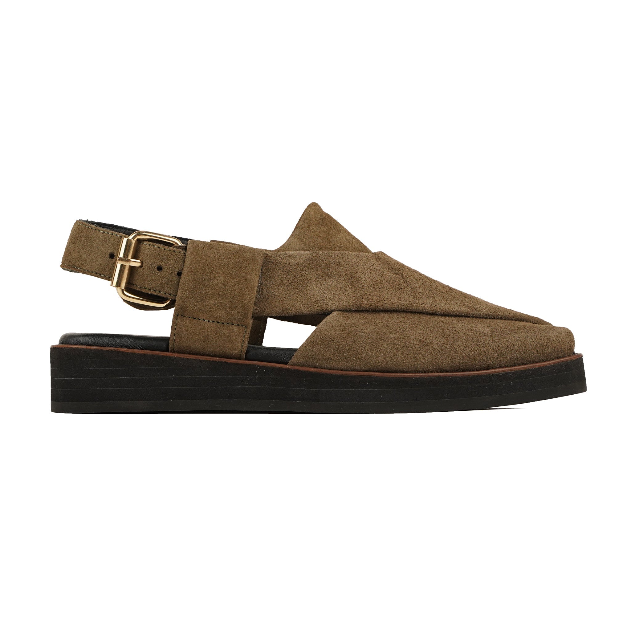 Arine - Men's Brown Kid Suede Sandal