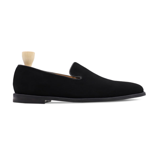 Amman - Men's Black Kid Suede Loafer