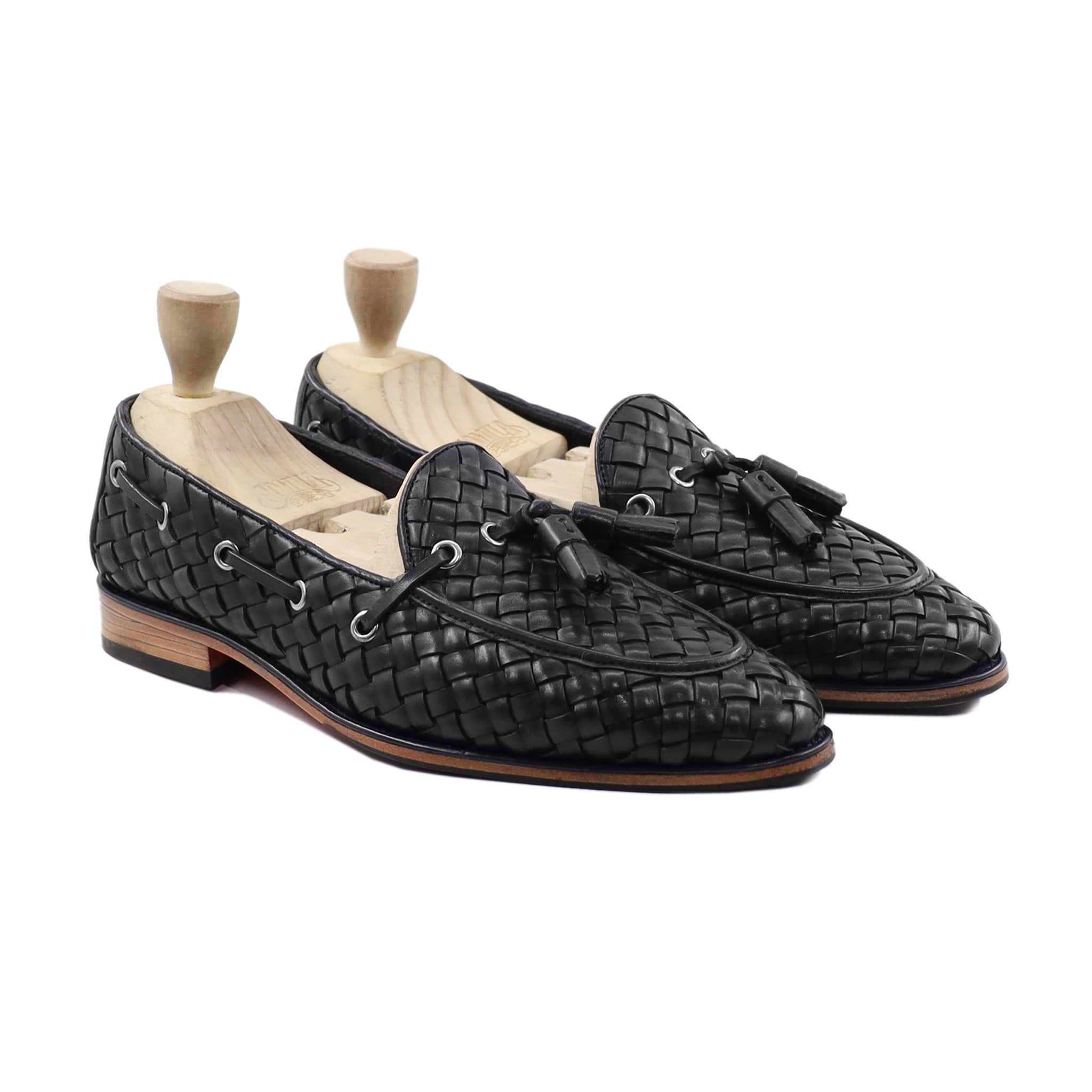 Akio - Men's Black Hand Woven Calf Leather Loafer