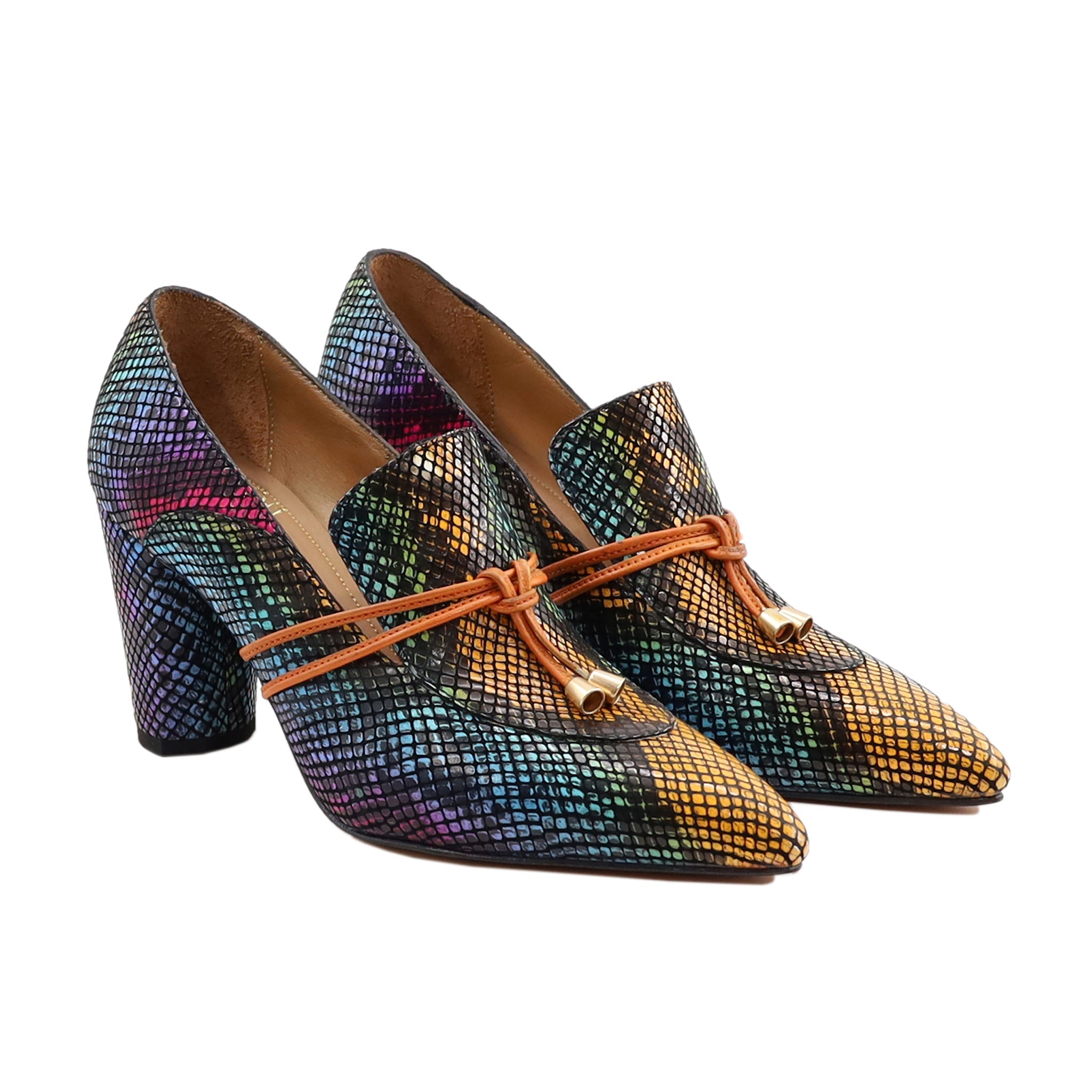 Burbank - Ladies Rainbow Printed Leather Heel