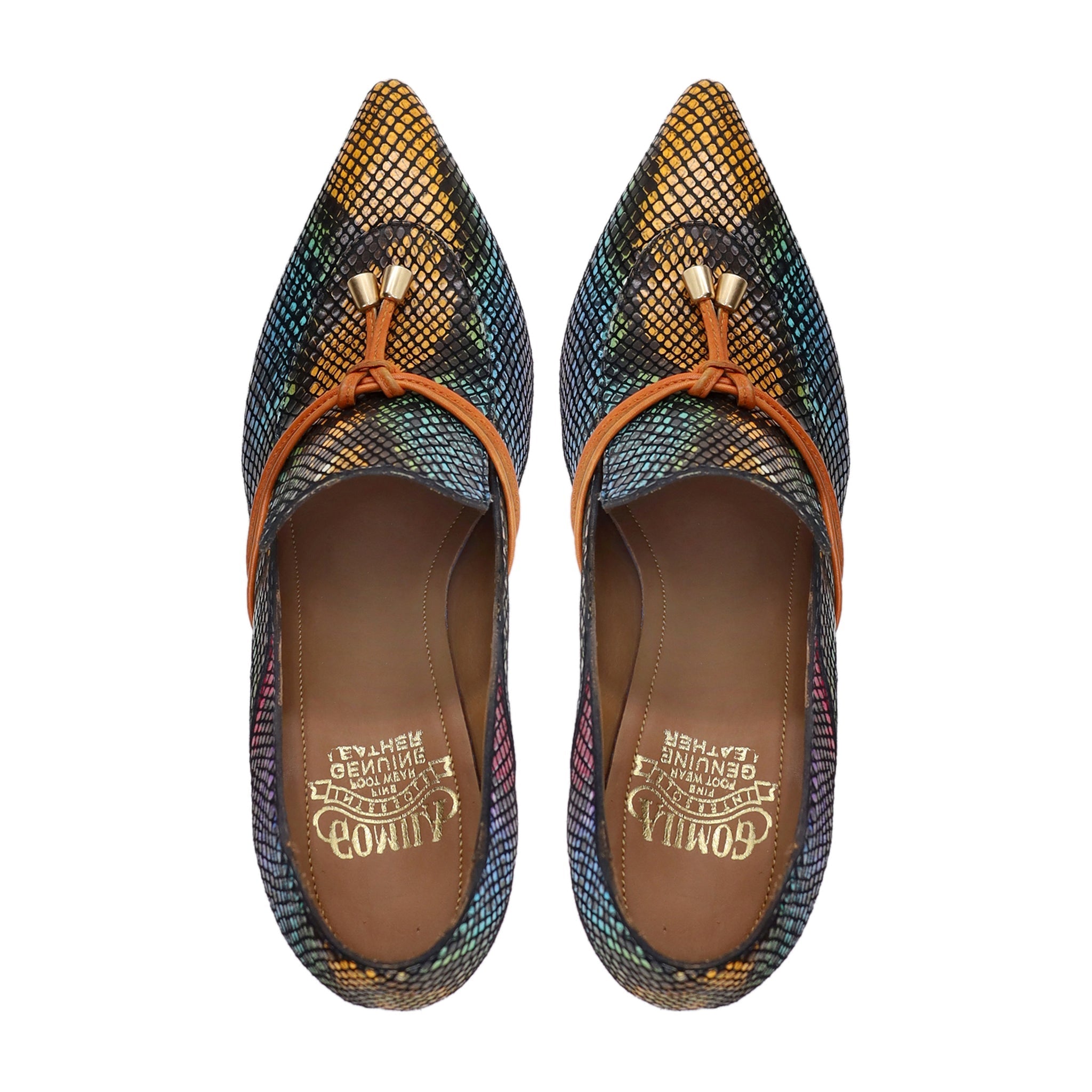 Burbank - Ladies Rainbow Printed Leather Heel