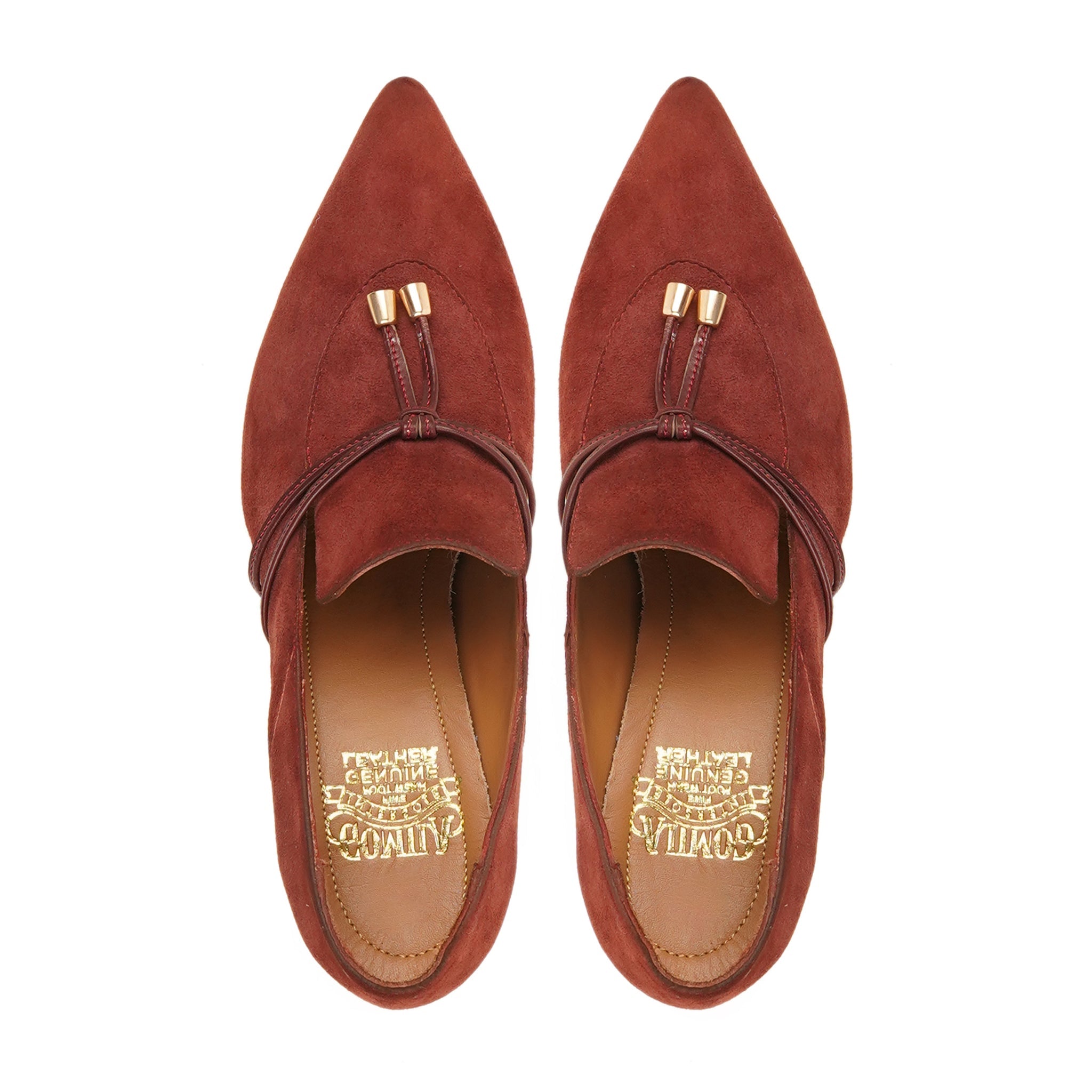 Burbank - Ladies Burgundy Kid Suede Leather Heel