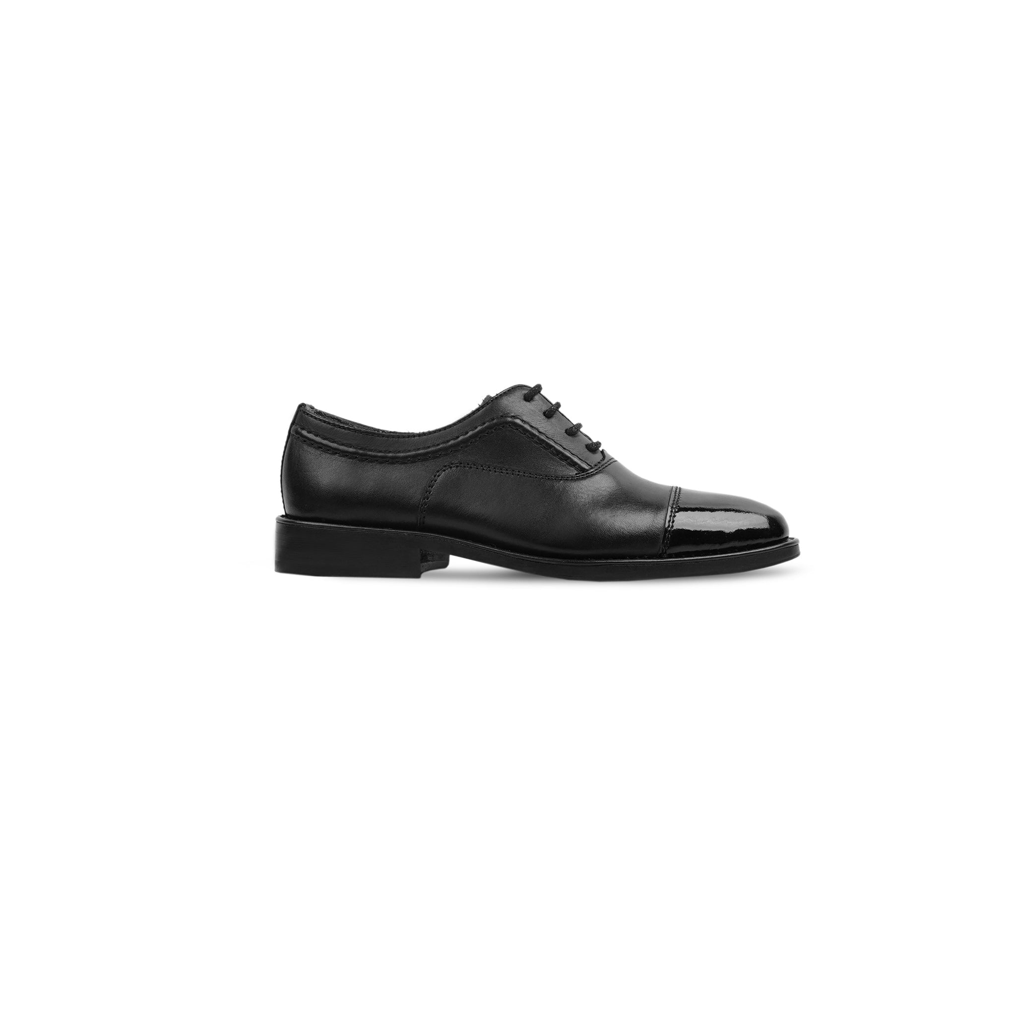 Freetown - Kid's Black Calf and Patent Leather Oxford Shoe (5-12 Years Old)