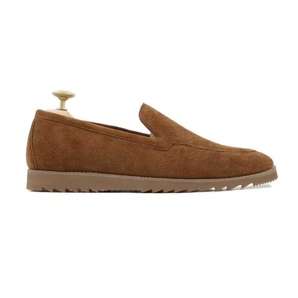 Elbert - Men's Cognac Kid Suede Loafer