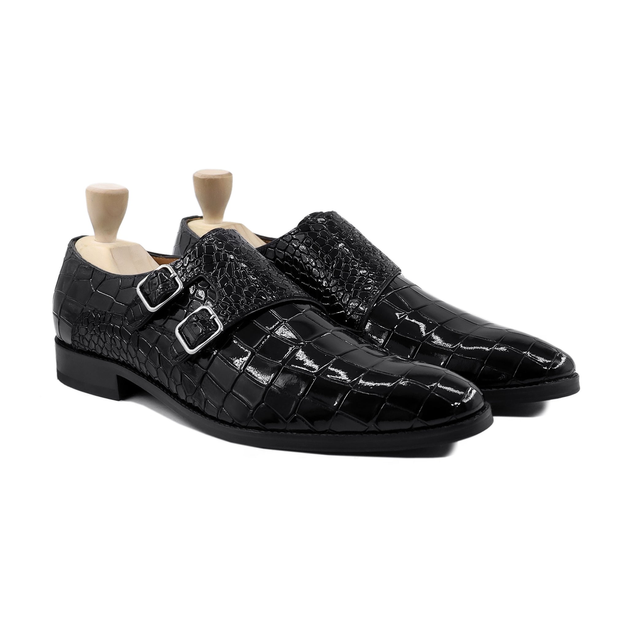 Trinity - Men's Black Patent Double Monkstrap