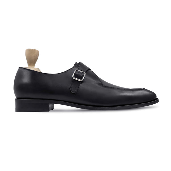 Curly - Men's Black Calf Leather Single Monkstrap