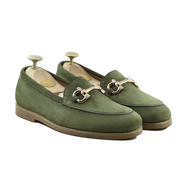 Welland - Men's Olive Green Kid Suede Loafer