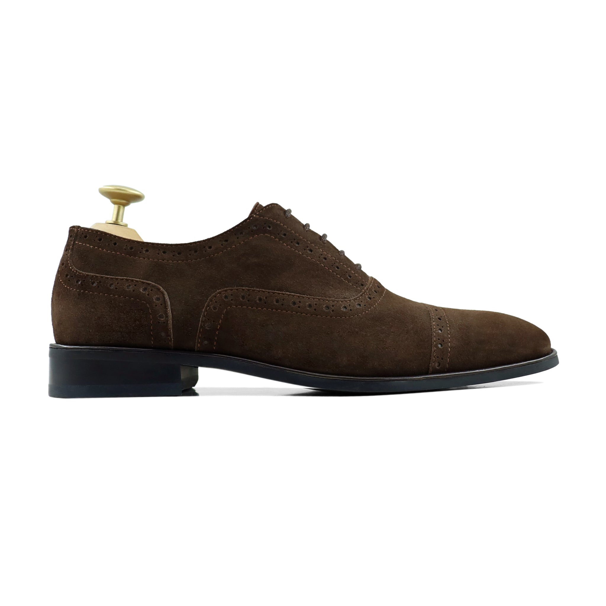 Rhodes - Men's Dark Brown Kid Suede Oxford Shoe