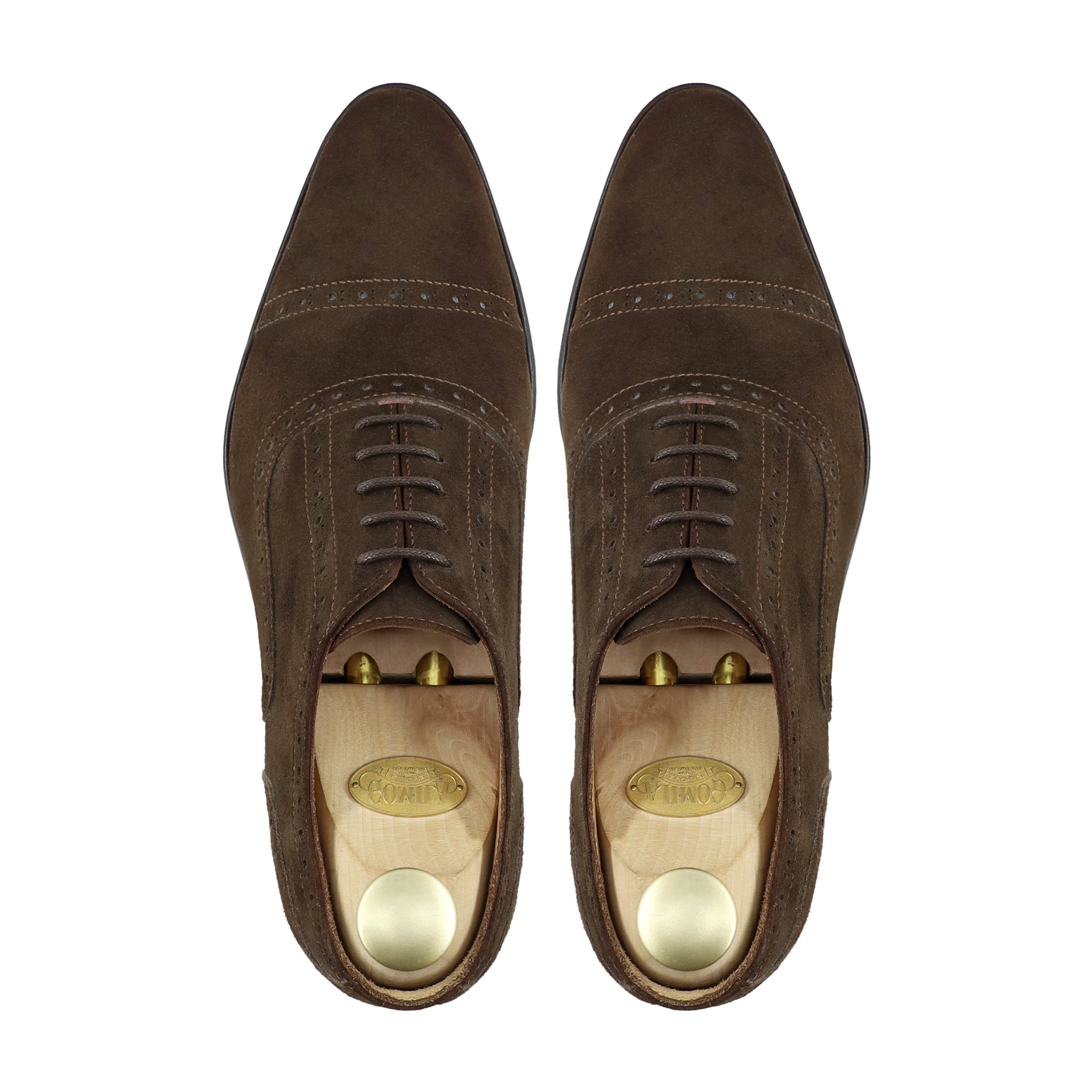 Rhodes - Men's Dark Brown Kid Suede Oxford Shoe