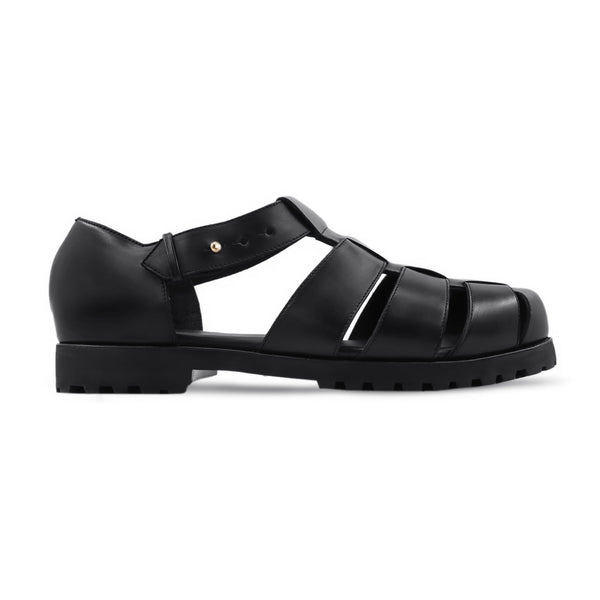 Trenton - Men's Black Calf Leather Sandal