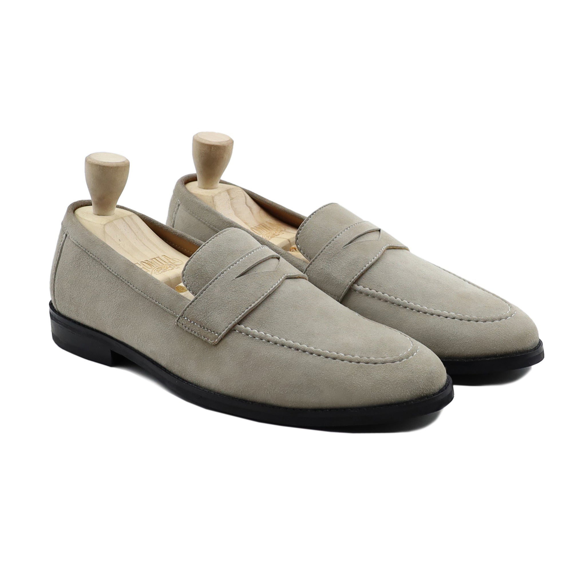 anaslu - Men's Steel Grey Kid Suede Loafer