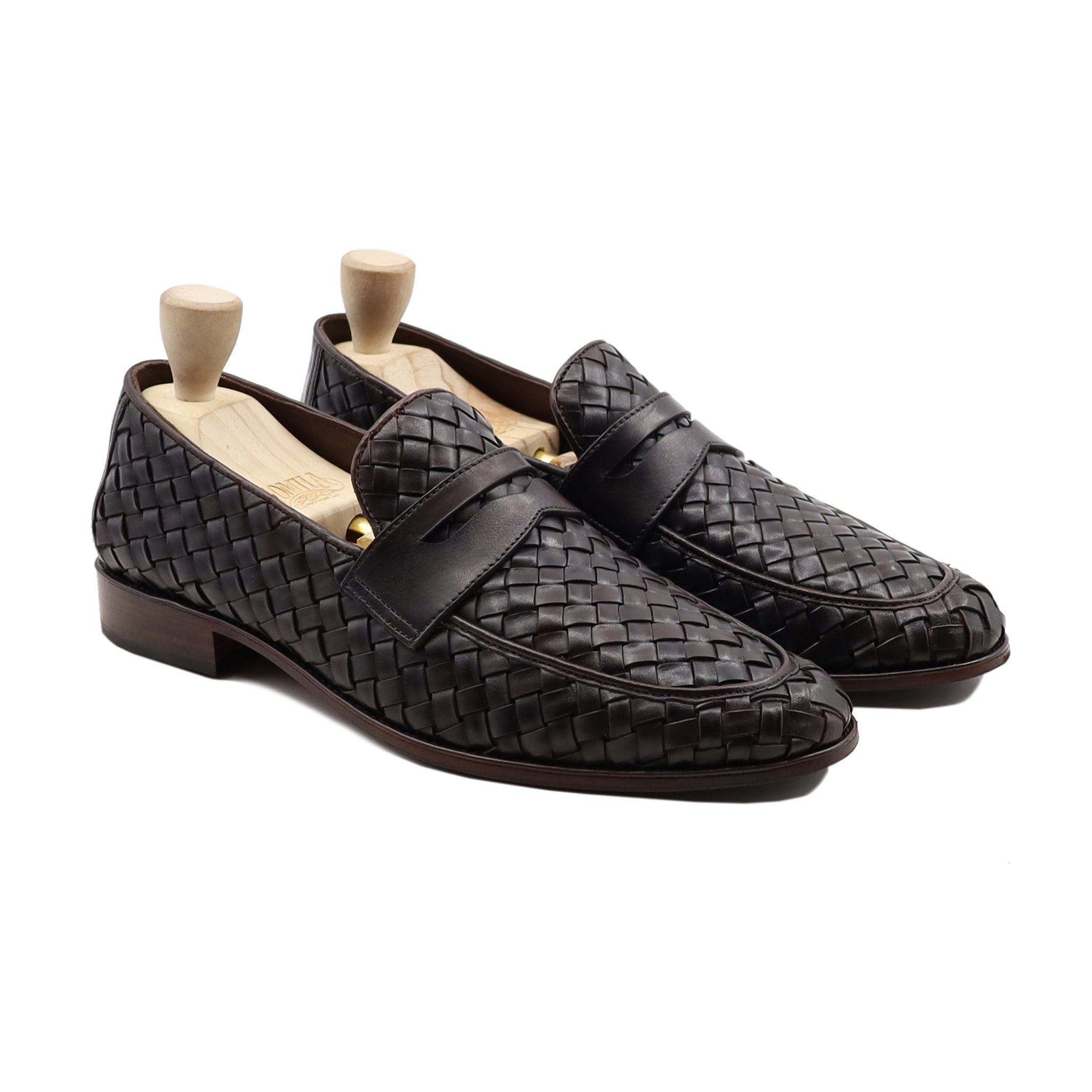 Kakillom - Men's Dark Brown Hand Woven Calf Leather Loafer