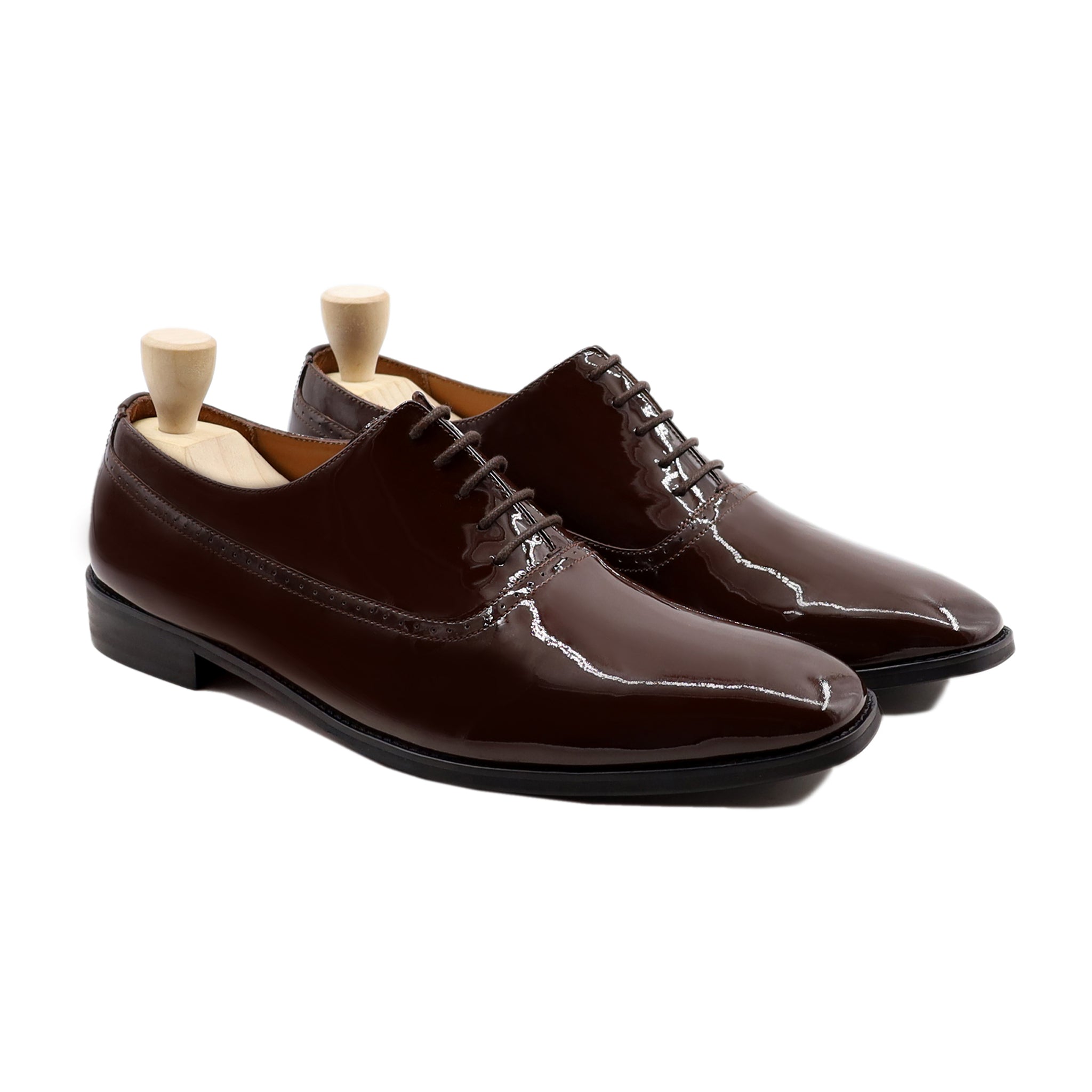 Phoenix - Men's Dark Brown Patent Leather Oxford Shoe