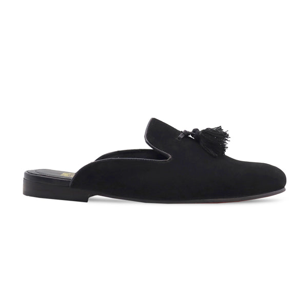 Nagsos - Men's Black Kid Suede Slipper