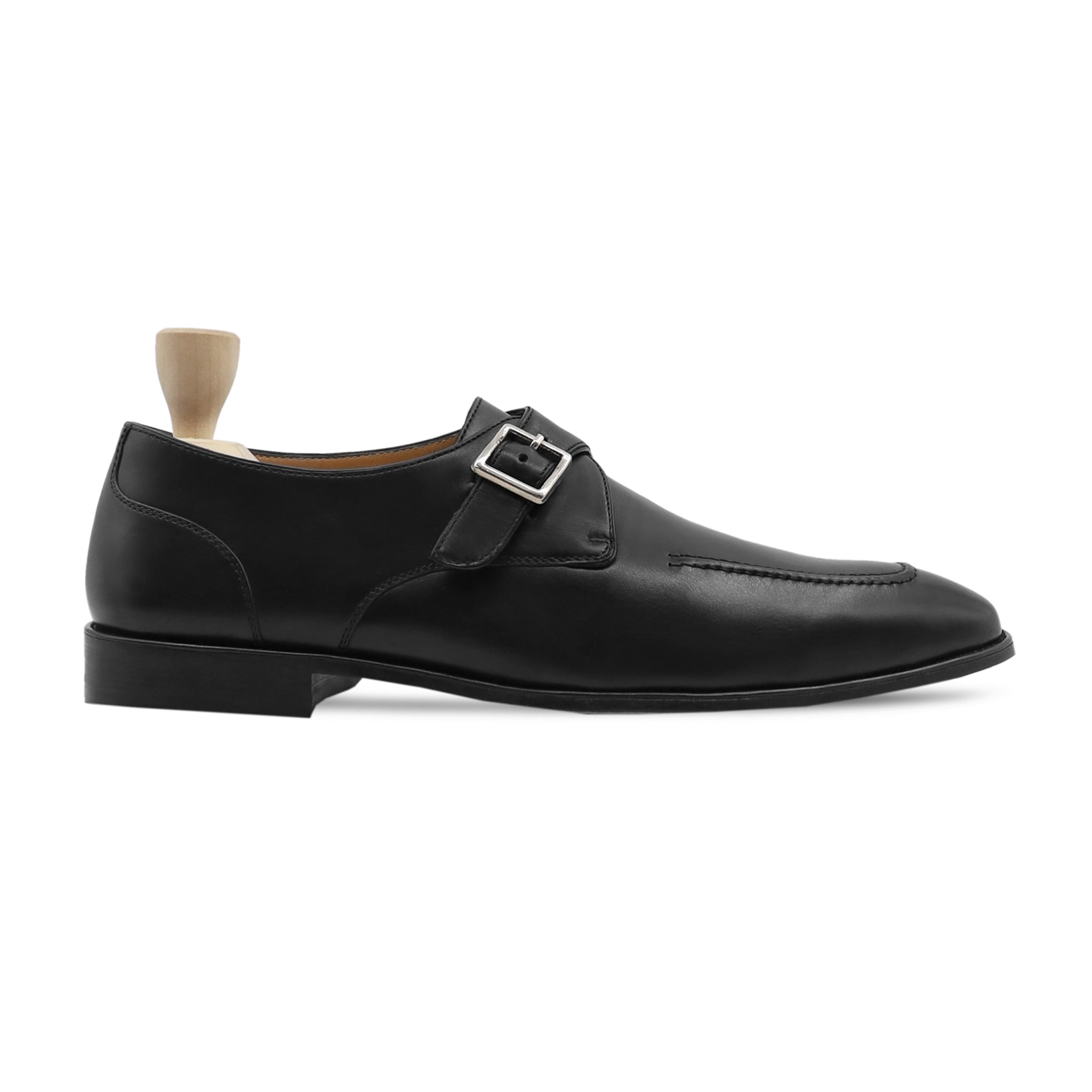 Nebart - Men's Black Calf Leather Single Monkstrap